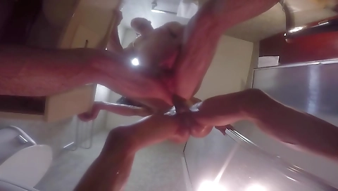 Busty ebony shemale gets a guy to fuck her bare back