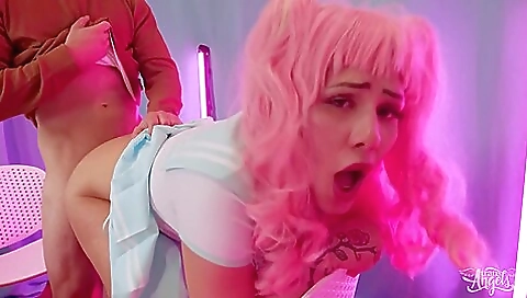 Hot chick loves to ride her own dick really deep deep