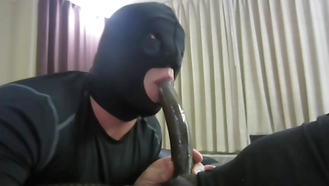 Busty ebony shemale gets fucked in the mouth and ass