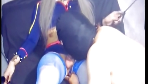 Horny shemale with sexy asian body fucks a masked guy