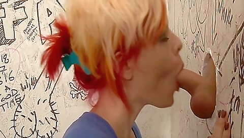 Blonde milf and her big tits fucked in her girth hole