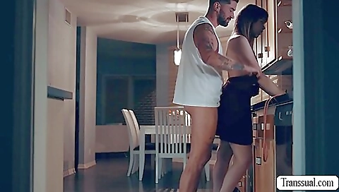 Busty brunette gives her stepbrother a great anal fuck