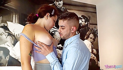 Tattooed girl gets fucked in asshole in the porn scene