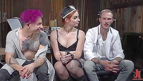 Two guys double penetrated and a hot babe fucked hard