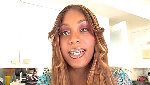 Big ass ebony blonde with a tattooed booty gets fucked solo