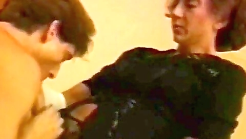 Mature brunette fucks a stranger in strapon and cum her face