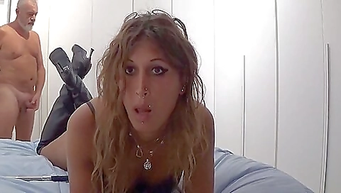 Skinny latina with big boobs gets fucked in her feet