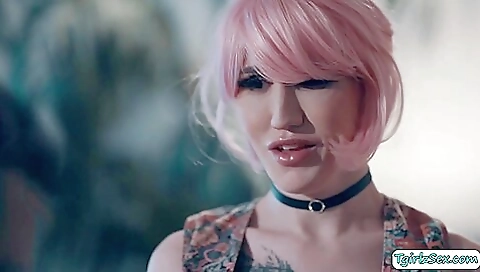 Skinny tranny in lingerie gets fucked deep by a guy