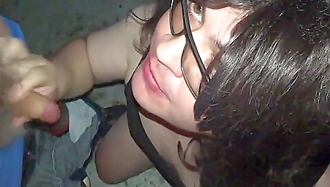 A big black guy is giving blowjob and swallowing a creampie