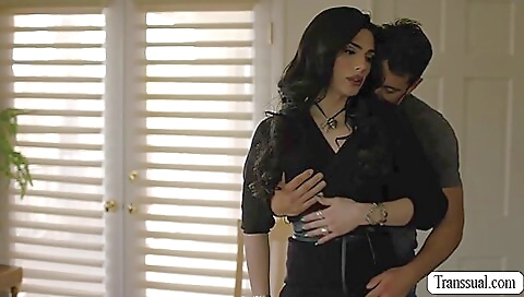 Brunette plays with her tight ass on her ass and her big dick