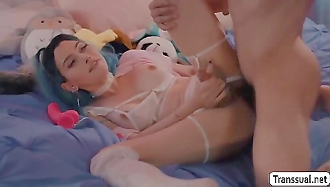 Busty titty girl in stockings gets fucked deep in her pussy