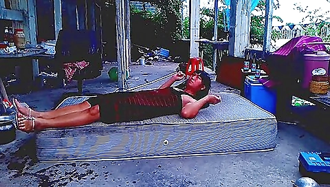 Asian teen 18+ enjoys outdoor activities and has fun with her body