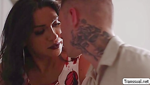 A young brunette is getting anal pounded by her stepson