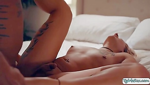 Busty stepbrother fucks his sexy black stepdaughter in the ass